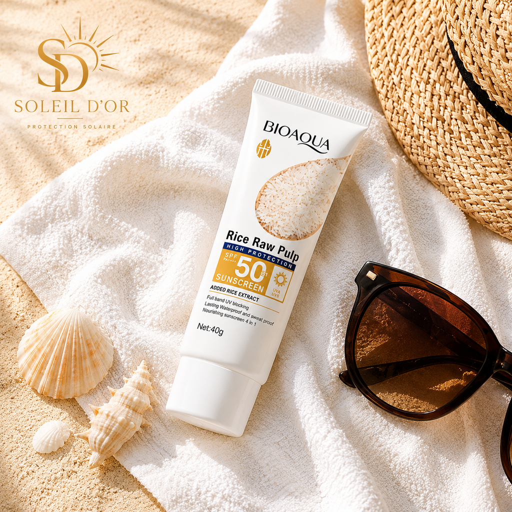 Crème Solaire SPF 50+ à la Purée de Riz BIOAQUA – Protection UV Haute Performance